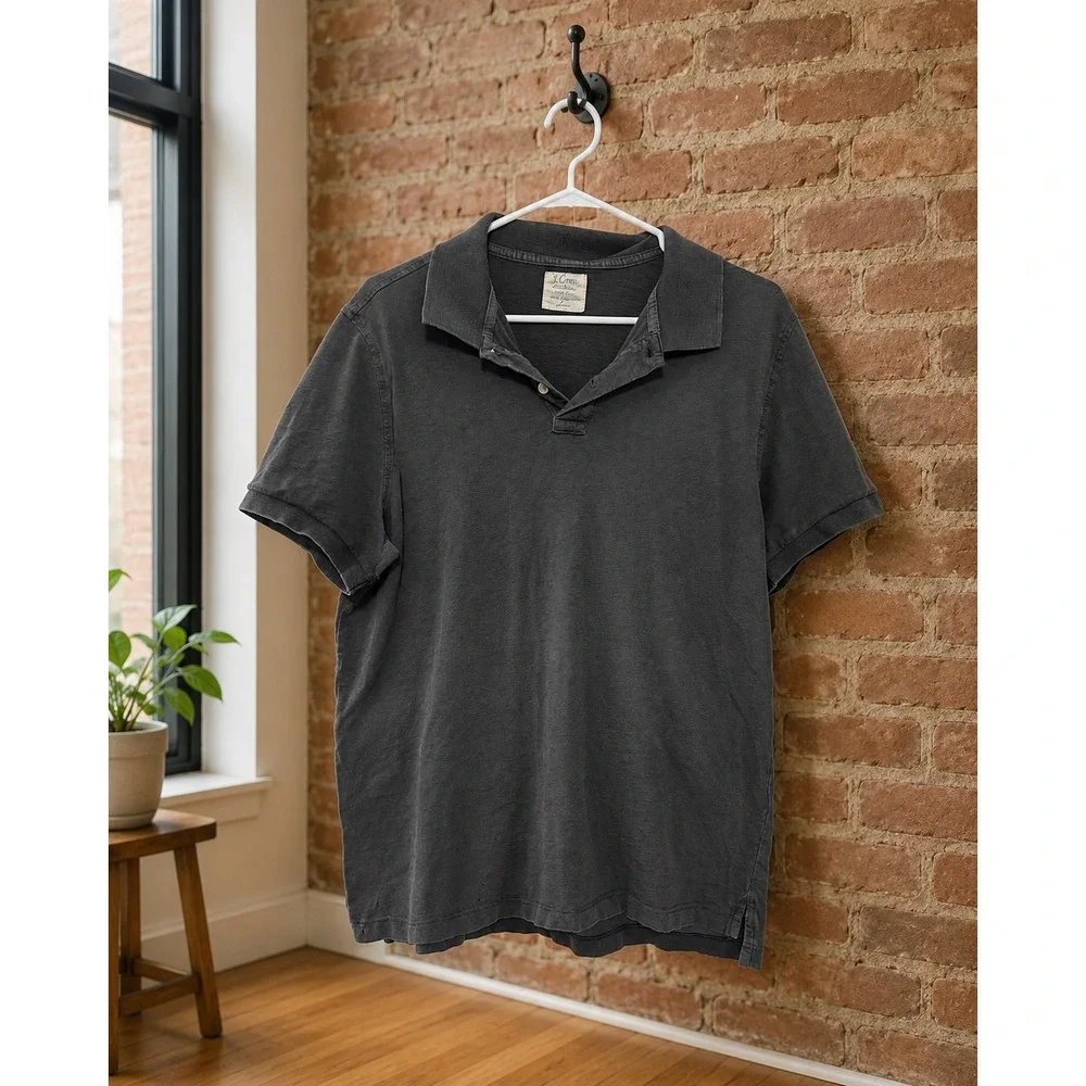J. Crew Mens Large Short Sleeve Cotton Polo Shirt Gray Preppy Basic Classic